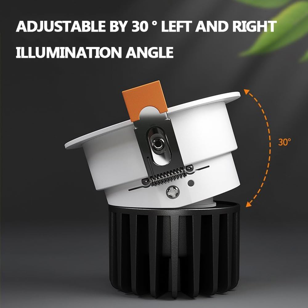 XBTGS 5 pezzi di luce LED rotonda, copertura deflettore di illuminazione da incasso LED regolabile da 12 W, luce da incasso tipo occhio di bue, faretto di luce diurna retromarcia, bianco