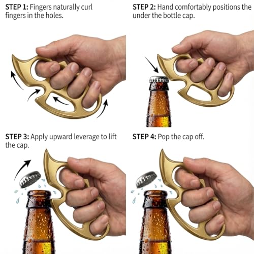 Image of QUALIFT Stainless Steel Bottle Opener - Compact Beer Opener, Cool Gadgets for Men Daily Life, Home, Bar, Kitchen & Travel Camping Tools, Rust-Resistant, Easy to Use (Golden)