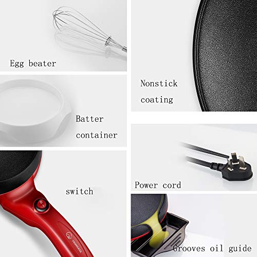 Crepe Maker, Mini, Intelligente Temperaturregelung, Küchengeräte, Antihaft-Pfanne, 600 Watt, Rot,Red – Bild 5