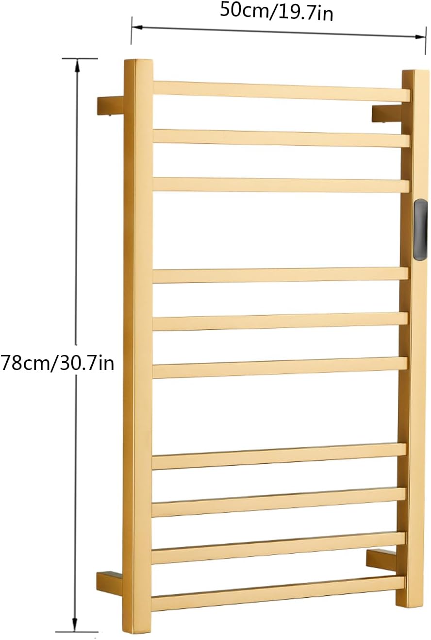 Electric Towel Warmer, Stainless Steel Towel Warmer Rack for Bathroom -10 Bars Wall Mounted Towel Heater with Intelligent Touch Screen Timer, Hardwired