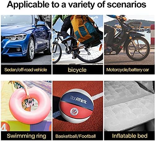 Image of Mini Portable Electric Air Pump, 4000mAH Tire Inflator 150PSI Air Compressor Rechargeable with Emergency LED Light for Car, Bike, Balloons and Other Inflatables