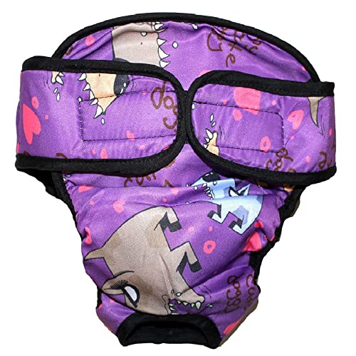 Image of Dog Diaper Reusable Washable Female Girl for Medium & Large Big Dog Breeds Size L, XL, XXL (X-Large: Waist 22 inch - 28 inch, Purple Dog)