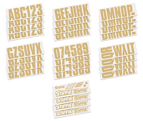 Image of STIFFIE Uniline Tan 3 inch ID Kit Alpha-Numeric Registration Identification Numbers Stickers Decals for Boats & Personal Watercraft