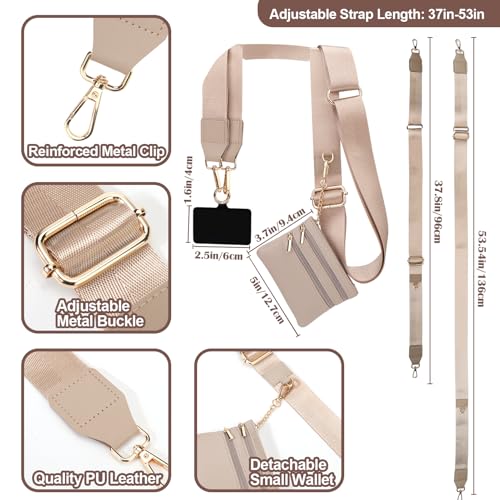 Image of XANGNIER Clip and Go Strap for Phone with Wallet Crossbody, Phone Strap with Zippered Wallet, Adjustable Anti Theft Cellphone Lanyard for Women, Cellphone Chain Accessories,Multicolor 7