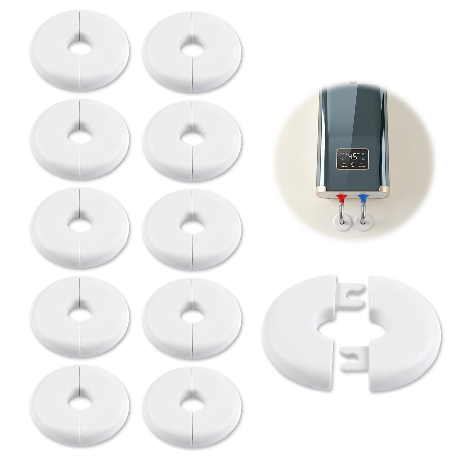 FunnAura 10 Pcs Cable Entry Grommet Cover, Anti-slip Cable Hole Cover for Walls Holes and Furnitures Wire Hole (white)