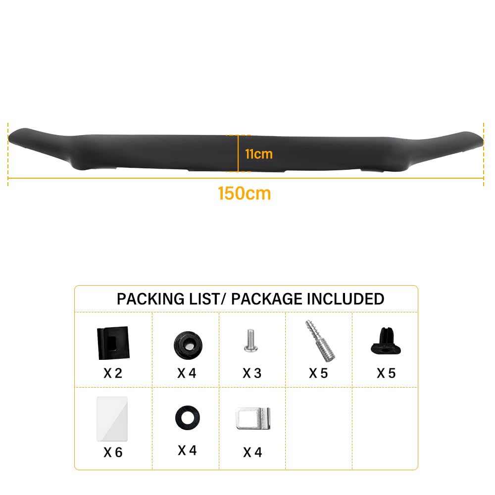 Protector de capó para Toyota Hilux 2021-2024 Hilux AN110 AN120 AN130 MK8 Pick-up, Protector de Insectos para capó Acrílico negro