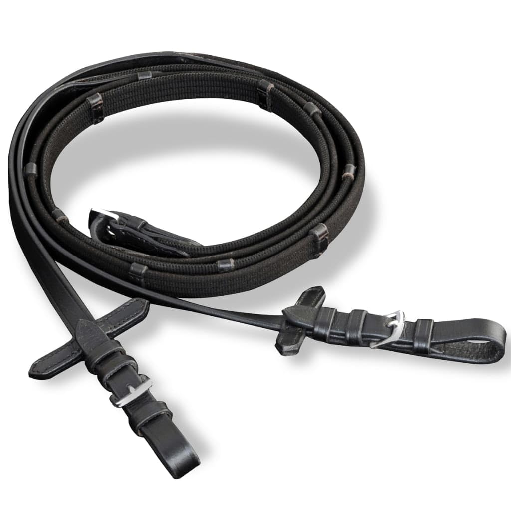 Brida de cuero con riendas y pistón negro, diadema acolchada, ajustable, adecuada para doma, saltar, torneo, caballo, pony, estilo de equitación inglés