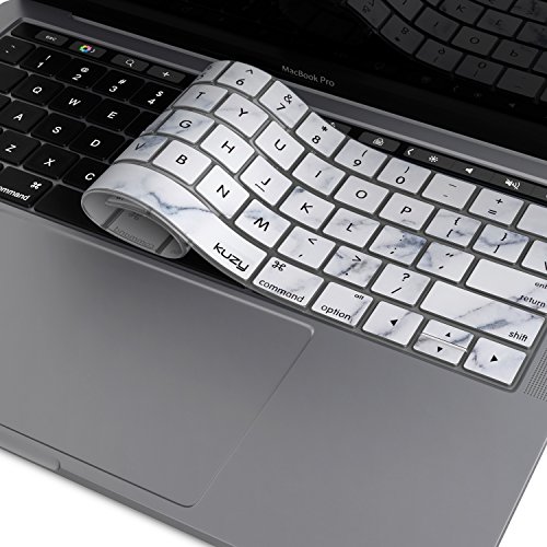 Kuzy Compatible with MacBook Pro Keyboard Cover with Touch Bar for 13 and 15 inch 2019 2018 2017 2016 (Apple Model A2159, A1989, A1990, A1706, A1707) Silicone Skin Protector, Marble