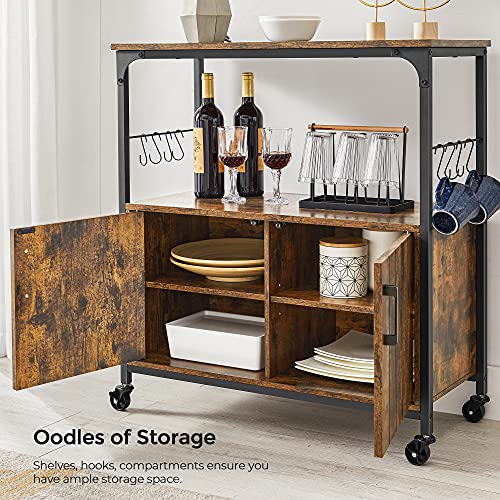 image for VASAGLE Kitchen Island, Buffet Cabinet with Casters, Cupboard Storage 