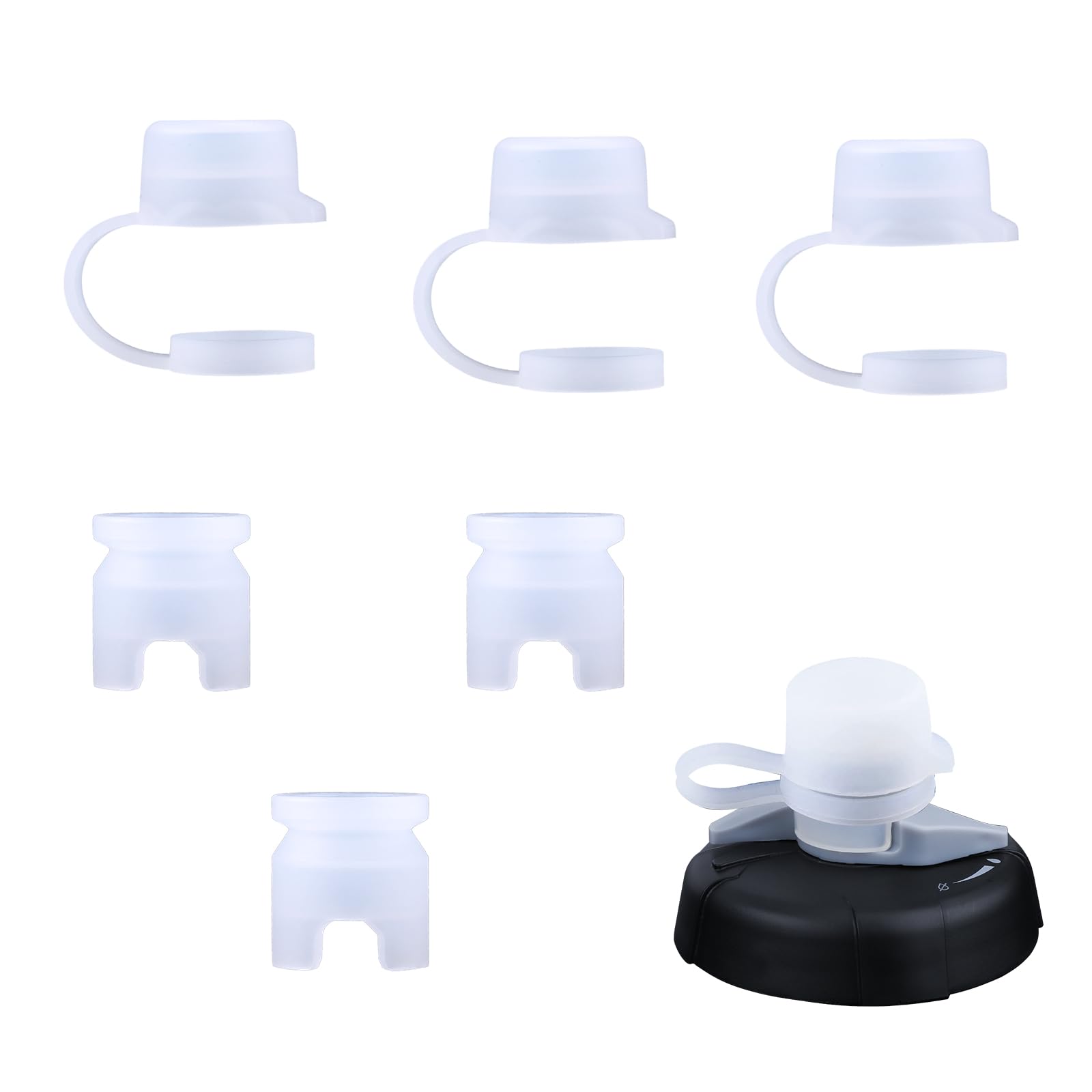 3pcs Mud Caps for CamelBak Bottles, Transparent Bike Bottle Cap Top with 3 Single Spouts BPA Free Bike Water Bottle Mud Cap for Podium Peak Fitness Bottles Bike Bottle Cap Top