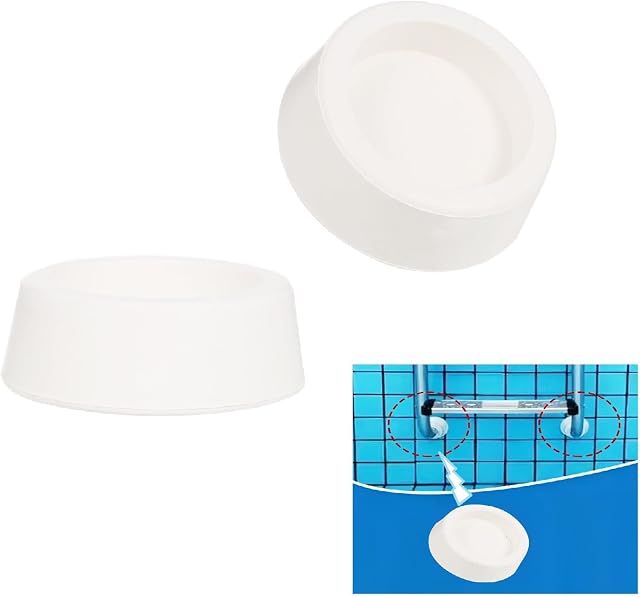 2 Pack Outside Pool Ladder Bumpers & Rubber End Caps Steps End Plugs Fit 1.9" Standard Inground Swimming Pool Ladder Tubing, Protective Non Slip White Rubber Caps for Liner & Concrete Pools Walls