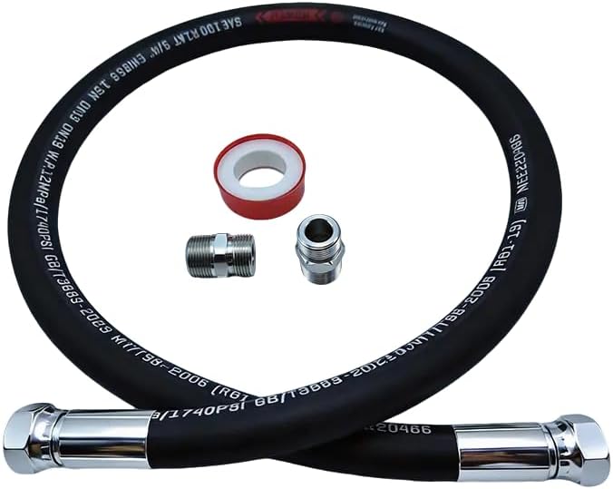Industrial Grade Compressor Jumper Hose 1/2" NPT Male x 60" Length,Rubber Air Hose with Both Sides 360°Swivel Fittings,2028 PSI & 320°F High Temp & Pressure Resistance for Compressed Air Systems