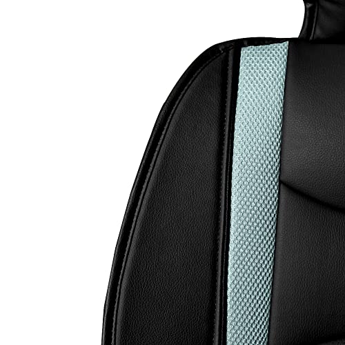 Image of FH Group Back Seat Faux Leather Car Seat Cover - Universal Fit, Rear Seat Covers for Cars with Rear Split Bench, Car Seat Cushions for SUV, Sedan, Van, Gray /Black