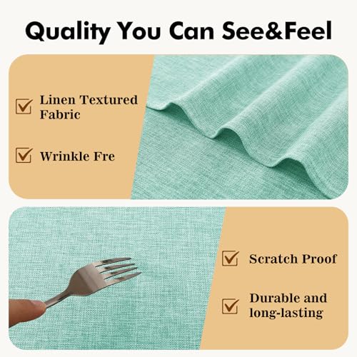 JIUZHEN Faux Linen Rectangle Tablecloth - Wrinkle and Stain Resistant Washable Table Cloth for Kitchen Dining Room Holiday Table Cover for Party Dinner Outdoor Picnic, Aqua, 54 x 108 Inch by JIUZHEN - Used condition - Image 3