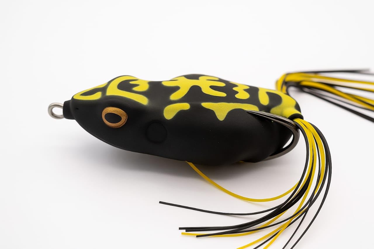 Snakehead Special Muller Frog Fishing Lure, Black and Yellow Camouflage Pattern, 21g Top Water Bait with Silicone Skirts Sports, Fitness & Outdoors