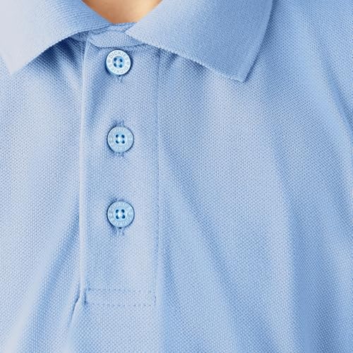 Dickies Big Boys' Short Sleeve Pique Polo Shirt, Light Blue, Small (8) - image 8