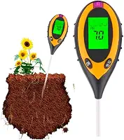 Medidor de Solo Digital 4 em 1 pH Umidade Temperatura e Luminosidade, com Display LCD para Plantas e Jardim