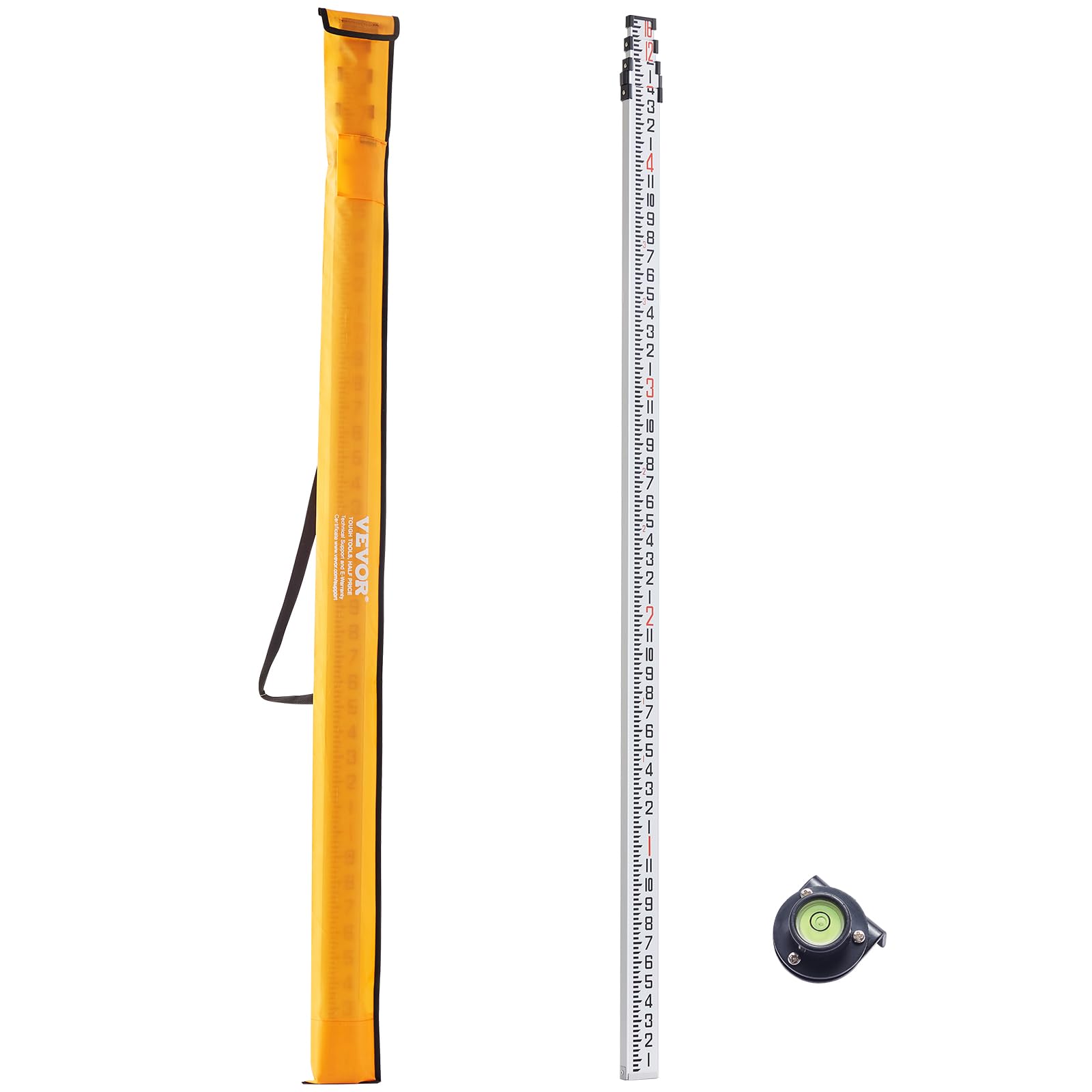 VEVOR Aluminum Grade 14-Feet 4 Sections Telescopic Measuring Rod, Double-Sided Scale 1/8in Leveling Rod Stick with Bubble Level & Carrying Bag for Houses, Walls, Floors — Amazon image 17
