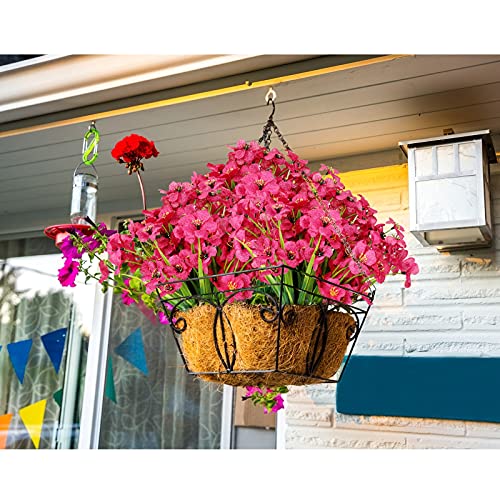 Amyhomie 20 Bundles Artificial Flowers Outdoor Uv Resistant Faux Flowers No Fade Fake Plastic Plants Garden Porch Window Box Decorating (Fuchsia) #TOP2