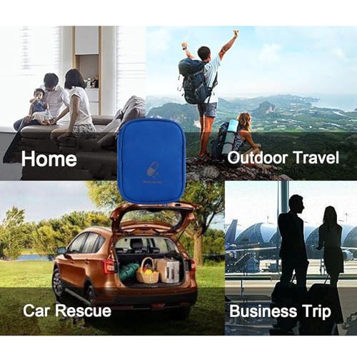 Image of Portable Mini First Aid Pouch, Empty Travel Medicine Bag Pills Pocket for Travel School Home (Dark Blue)