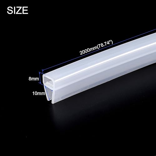 Miniatura 2 de Tira de sellado de puerta de vidrio (78.74 pulgadas), riel de goteo (516 pulgadas) apta para vidrio (516 pulgadas) tipo U sin marco, barrido de