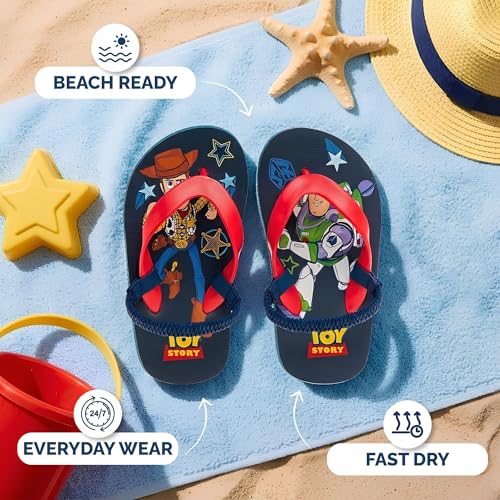 Image of Disney Girls Boys Character Flip Flops Sandals Kids Water Shoes - Minnie Mickey Moana Toy Story Frozen Cars Encanto Princess Thong Beach Slides Slip On Quick Dry (Toddler-Little Kid)