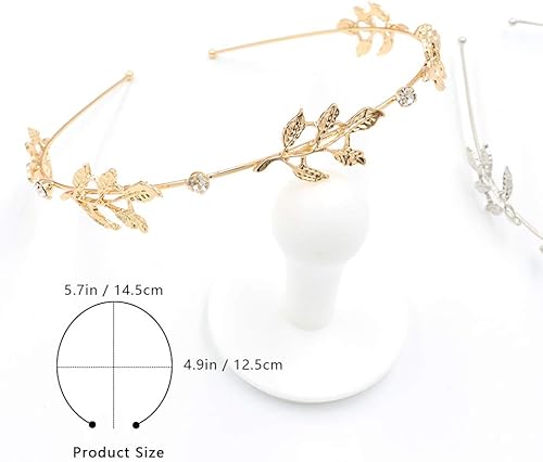 Miniatura 2 de NODG Tiaras de hoja de 2 piezas - Diademas de hoja plateada con tiaras doradas de cristal para la cabeza de novia y accesorios para el cabello de