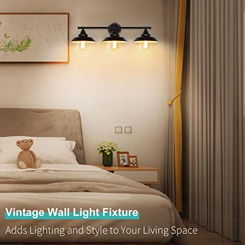 Farmhouse Bathroom Vanity Wall Light Fixture Dark Bronze, Industrial Rustic Style 3-Light Vanity Wall Sconce, Vintage Wall Mount Lamp For Bathroom, Bedroom, Vanity Mirror, Cabinets, Dressing Table #TOP6