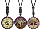 EDEN'S CALL Healing Tree of Life & Healing Chakra OM Symbol Orgonite Crystal Stone Pendant Necklace
