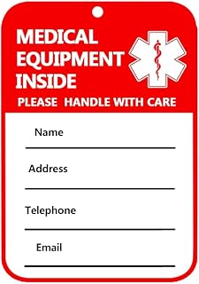 Top Label Medical Equipment Luggage Tags ,2x3 Inch Medical Equipment Inside Tag Labels,Handle with Care Labels,25 Pcs