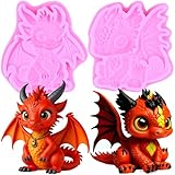 MIYAHOUSE Dragon Fondant Molds Dragon Silicone Candy Mold For Cake Decoration Cupcake Topper Candy Polymer Clay Chocolate Gum Paste Set Of 2
