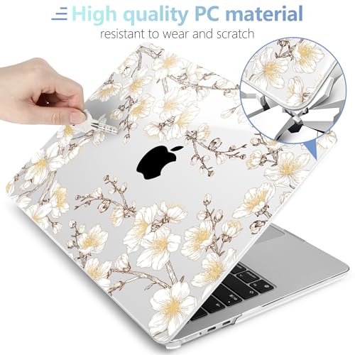 Image of MEEgoodo Case for M5 /M4 /M3 /M2 MacBook Air 13 inch 2026 2025 2024 2022, Fit Model A3449 /A3240 /A3113 /A2681, Case Compatible with MacBook Air 13.6-inch, Cherry Branches