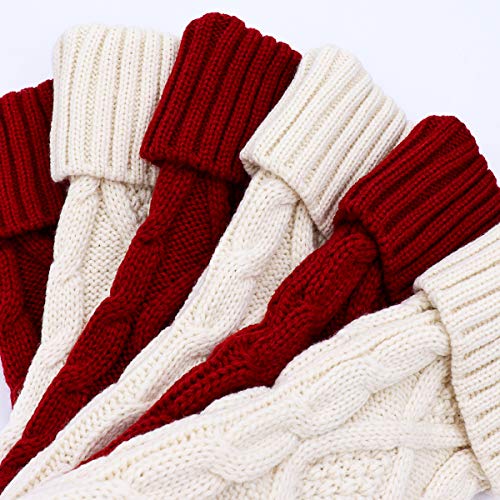 Limbridge Christmas Stockings, 6 Pack 15 Inches Small Size Cable Knit Knitted Xmas Rustic Personalized Stocking Decorations For Family Holiday Season Decor, Cream Or Burgundy #TOP3