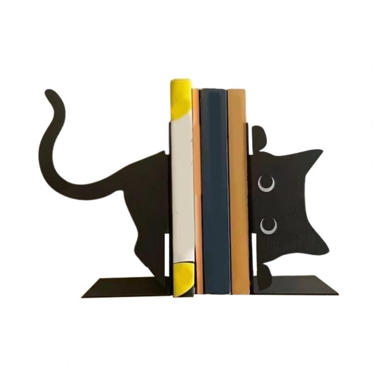 Buchstützen Niedliche, skurrile Buchstützen aus Metall mit abgerundeten Kanten, Schwarze Buchhalter, Dekoration for Büro und Bibliothek
