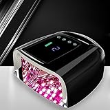 BOMOQING 96W Rechargeable UV LED Nail Lamp, Portable Cordless UV Light for Nails with LCD Display Auto Sensor, 4 Timer Setting and Smart Sensor Nail Dryer,Nail Cure Light with Removable Bottom(Black)