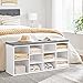 VASAGLE CUSTOS Collection - Shoe Bench, Storage Bench with Padded Seat, Entryway Bench with 10 Compartments, for Bedroom, 11.8 x 40.9 x 18.9 Inches, Cloud White and Dove Gray ULHS010W01