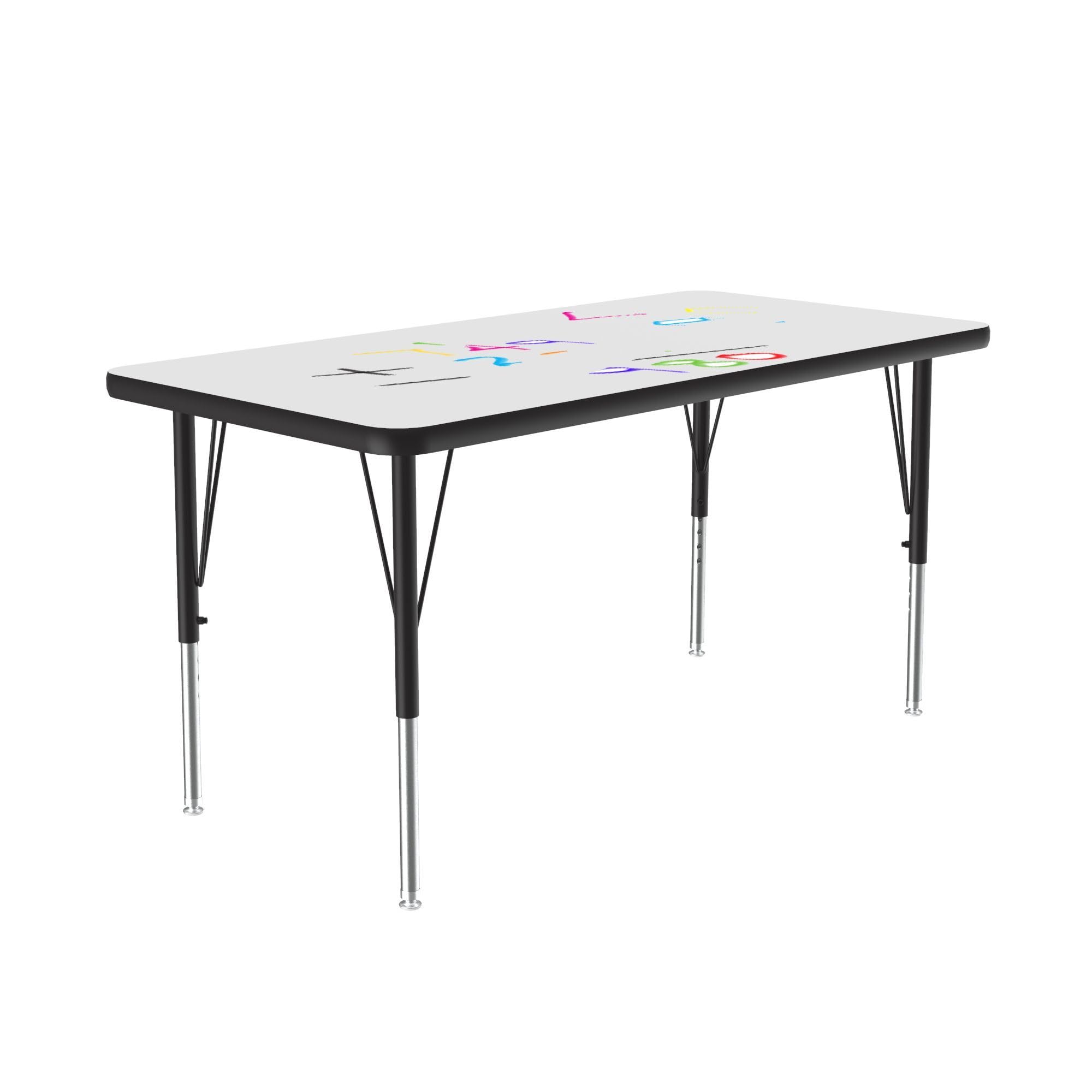 Photo 1 of ****PARTIAL SET**** Correll 24"x60" Rectangular, Classroom Dry Erase/Markerboard Top Activity Table, Height Adjustable (19"-29), White Durable High Pressure Laminate, School Furniture, Made in The USA