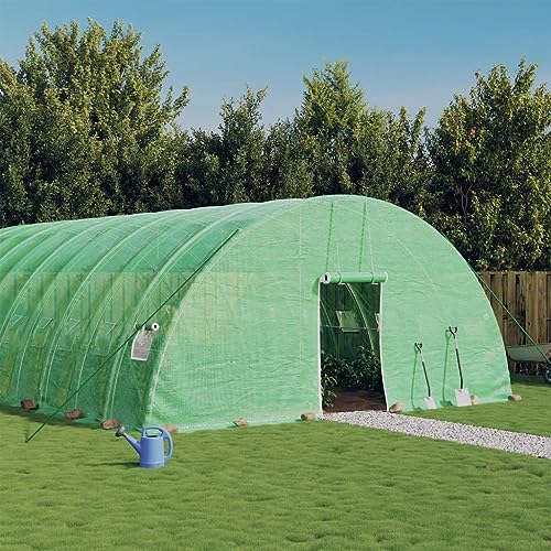 Mokuyary Invernadero con Estructura de Acero Verde 36 m² 6x6x2,85 m Tunel Invernadero Huerto para Plantas con Paredes Laterales Enrollables, Impermeable