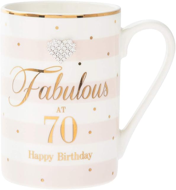 LEONARDO Glamorous at 70 Diamante Mug Happy Birthday Mad Dots Collection