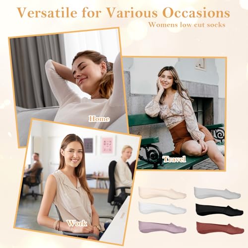 6 Pairs Invisible Silky Low Liner Socks Nylon No Show Sock Non Slip Thin Footies Low Cut Flat Socks for Lightweight Flats Loafers Sneakers4
