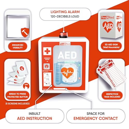 Resqred Aed Defibrillator Wall Mounted Cabinet With Metal Aed Projecting Sign thumb #2