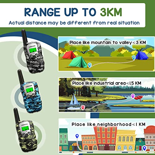 Looikoos Walkie Talkies For Kids, 3 Kms Long Range 2 Way Radio Toys For Boys And Girls Walky Talky Gifts 3 Pack #TOP6