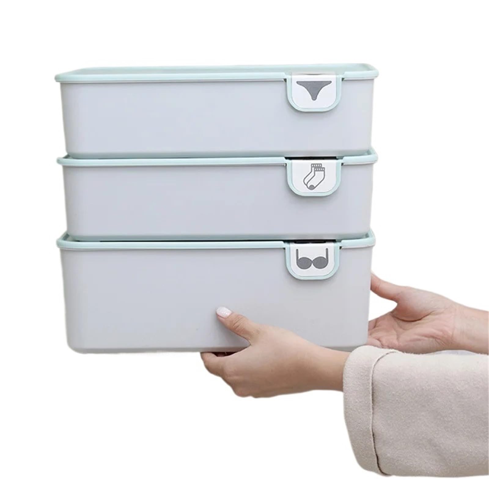 Schubladenorganizer für Unterwäsche, Sockenaufbewahrungsbox, BH-Aufbewahrung, 1/10/15-Gitter, Kunststoff mit Markierungen, Kleiderschrank