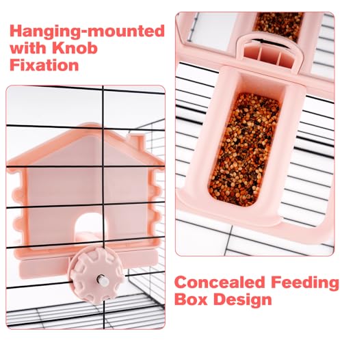 Image of 3 in 1 Bird Mirror with Perch Stand,Parrot Mirror for Cage,Bird Swing Toys for Cockatiels,Lovebirds,Conures,Parakeets-Helps Birds Release Stress (Pink)