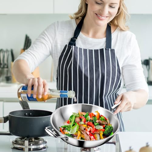 Wok de titanio puro sin recubrimiento con tapa, 34 cm miniatura 5