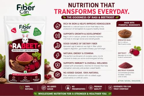 Image of Rabeet Powder 500g | Sprouted Ragi Beetroot Mix for all ages. Natural Fiber and Vitamins