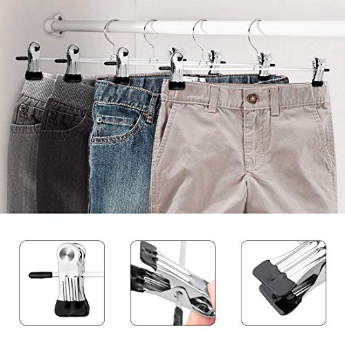 Mutsitaz 10 Stück Hosenbügel Metall, Rockbügel mit 360° Drehbar Haken,Kleiderbügel für Hosen Socken Röcke
