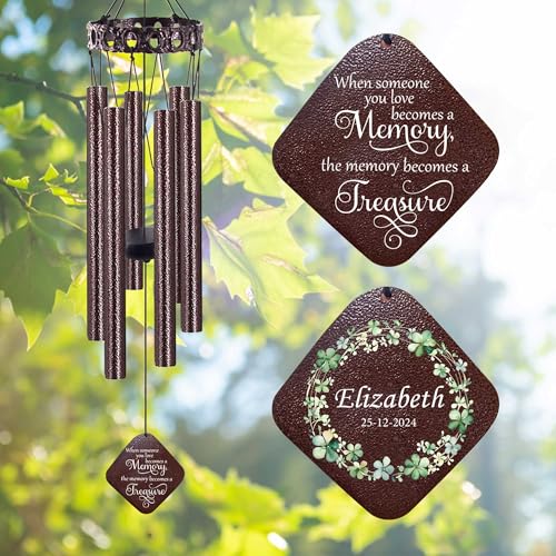 Image of ASTARIN Personalized Memorial Wind Chimes, Customized Wind Chime for Loss of Loved One /Mother /Father, Wind Chimes for Outside Garden Decoration, Sympathy Gifts for Women /Man