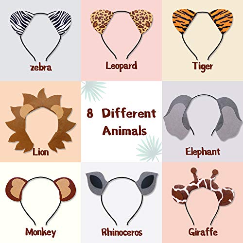 CiyvoLyeen Animals Ears Headbands Birthday Jungle Safari Zoo Party Favor Monkey Rhinoceros Elephant Hair Hoop for Kids