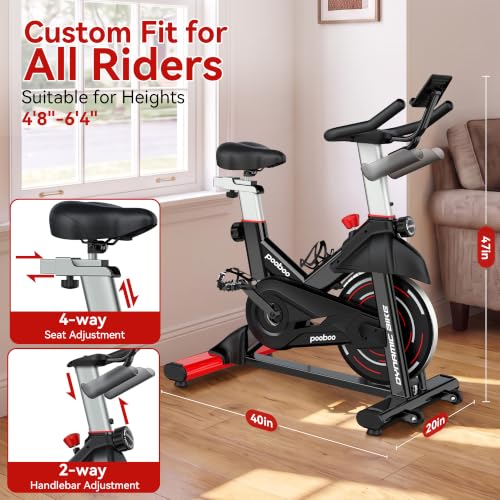 Image of pooboo Magnetic Exercise Bike, Indoor Stationary Bicycle for Home with App